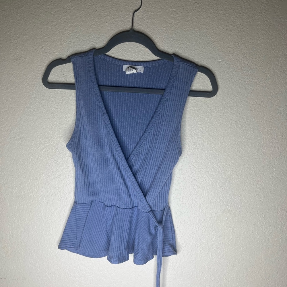 Blue vneck tank top